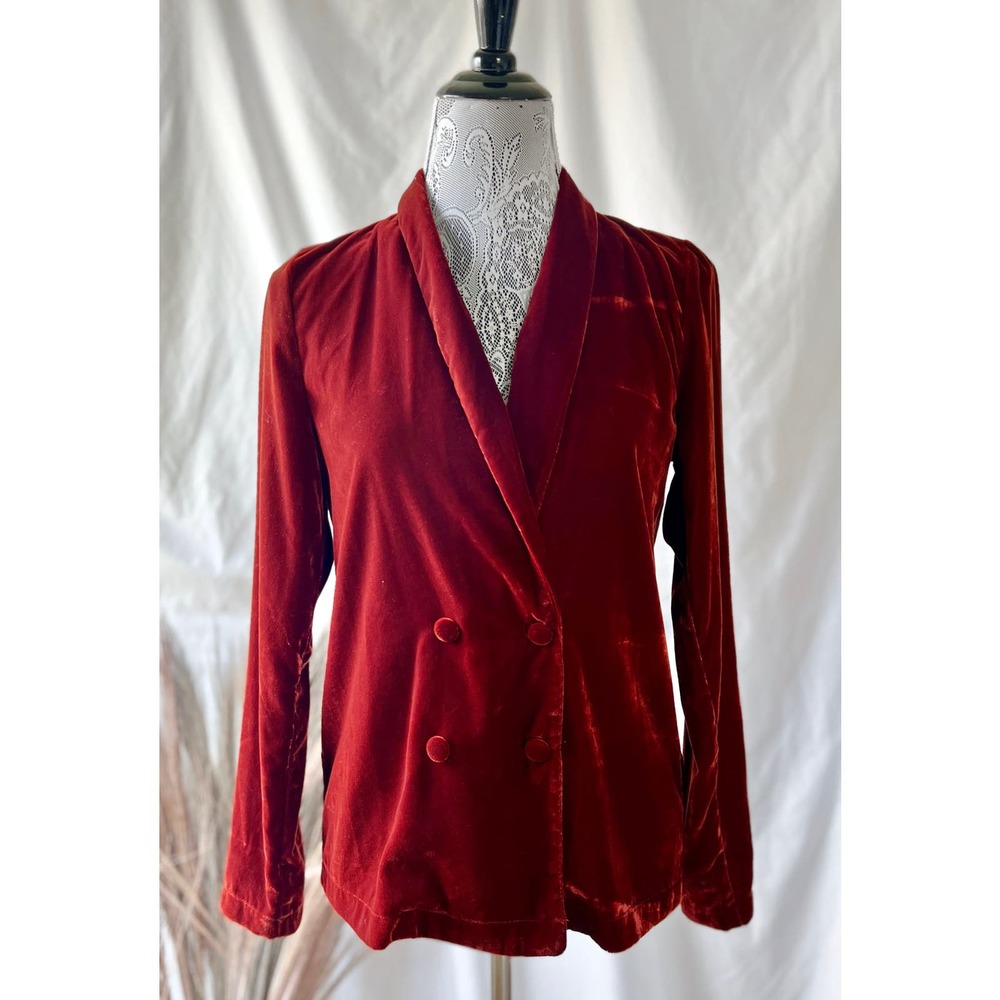 Re:Named Red Velvet Double Breasted Blazer